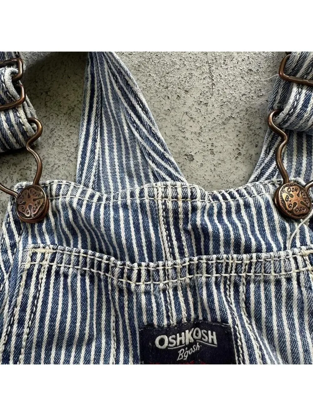 Infant Y2K Osh Kosh Pin Stripe Denim Overalls Short Overalls